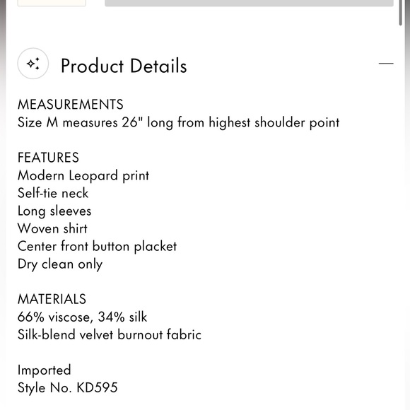 NEW Kate spade Modern Leopard Tie neck Shirt size XS - Picture 9 of 9